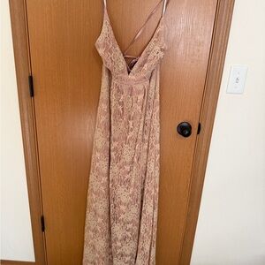 Lulu's Dusty Rose Lace Maxi Dress